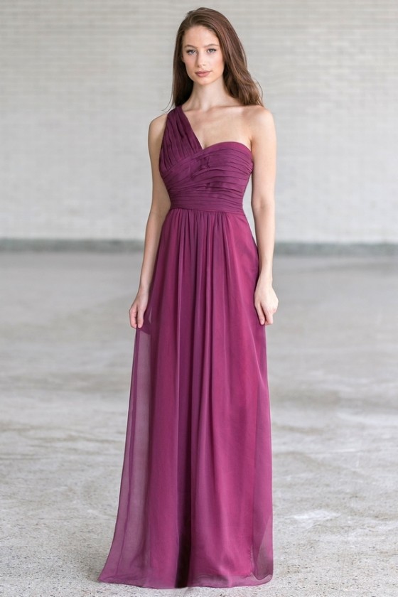 Plum chiffon dress clearance