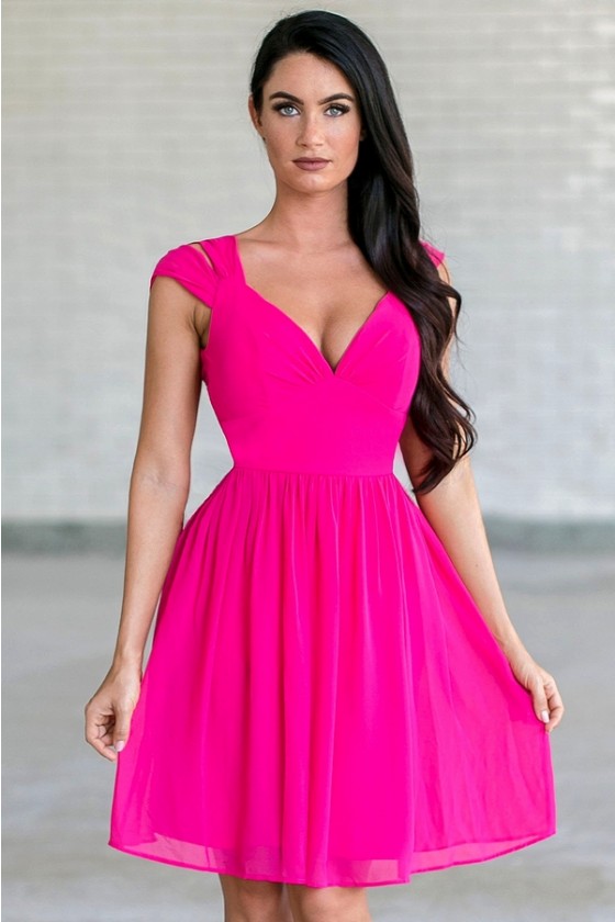 Cerise pink sale chiffon dress