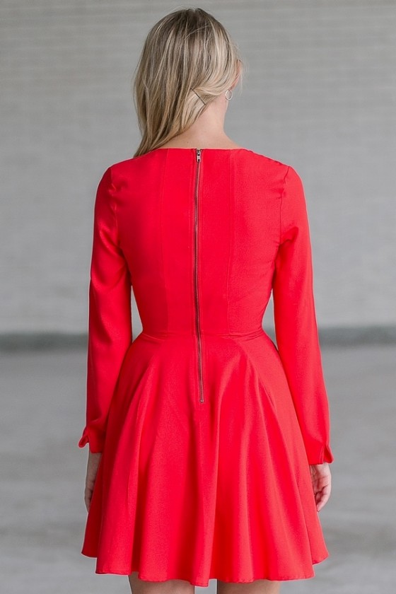 Red long sleeve holiday dress top