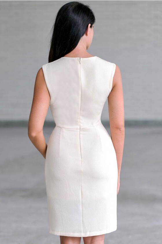 cream colored sheath dress