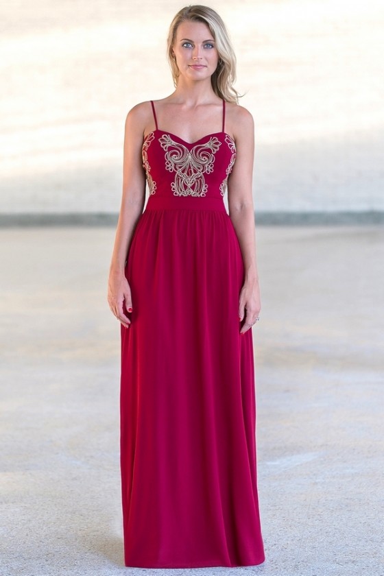 Red and cheap gold maxi dress