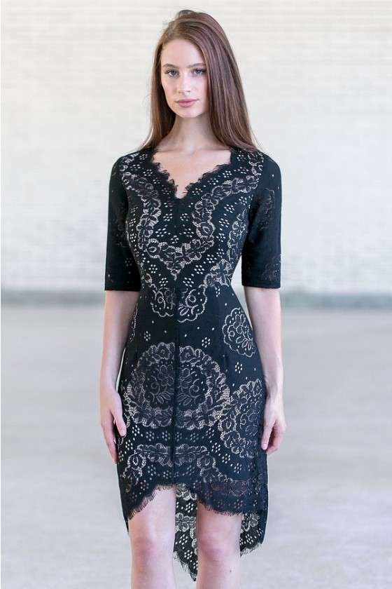 Black eyelet dress outlet with sleeves