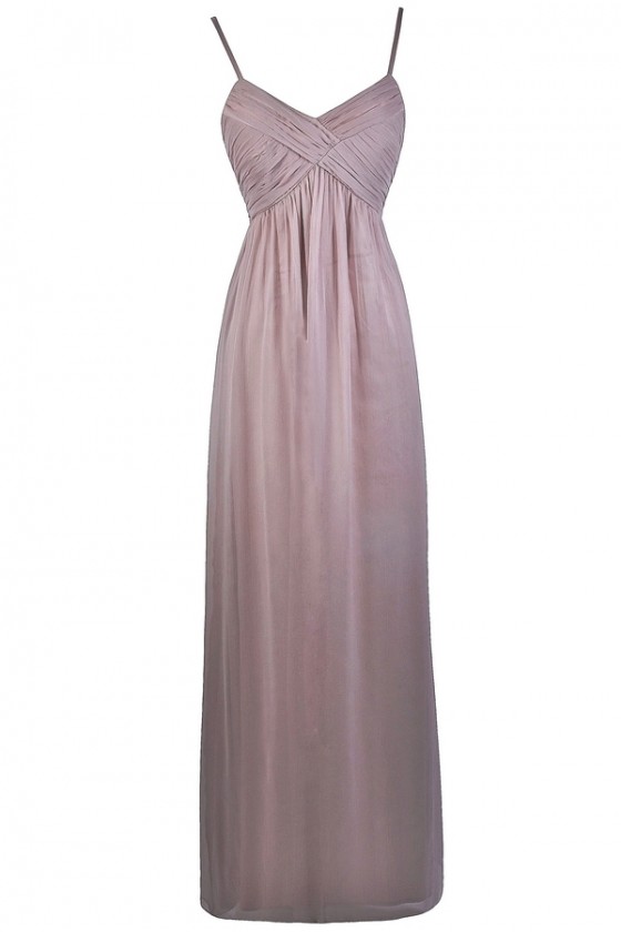 Mink Purple Grey Taupe Maxi Bridesmaid Dress | Juniors Maxi Prom Dress |  Lily Boutique