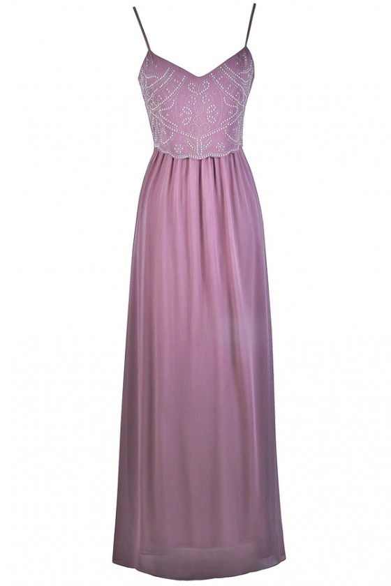 Chi chi london top lilac embroidered maxi dress