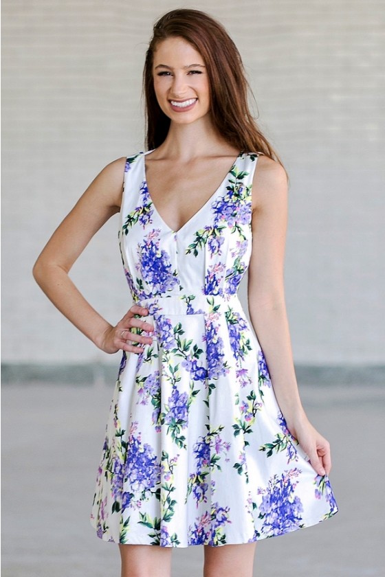 purple and white summer dress