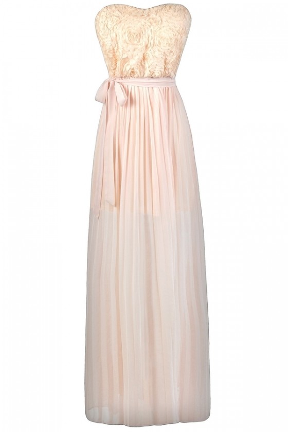 pleated maxi bridesmaid dress