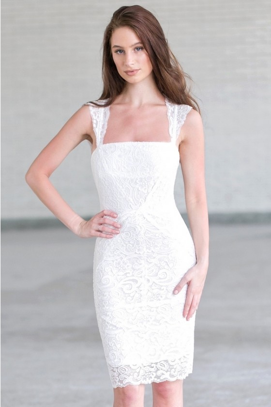 White Lace Cocktail Dress | Cute White ...