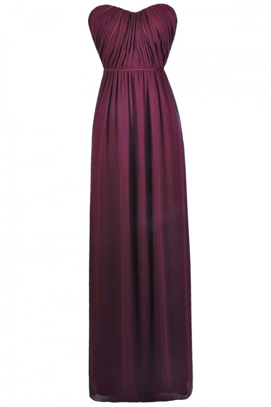 Plum Purple Bridesmaid Dress, Burgundy Maxi Dress