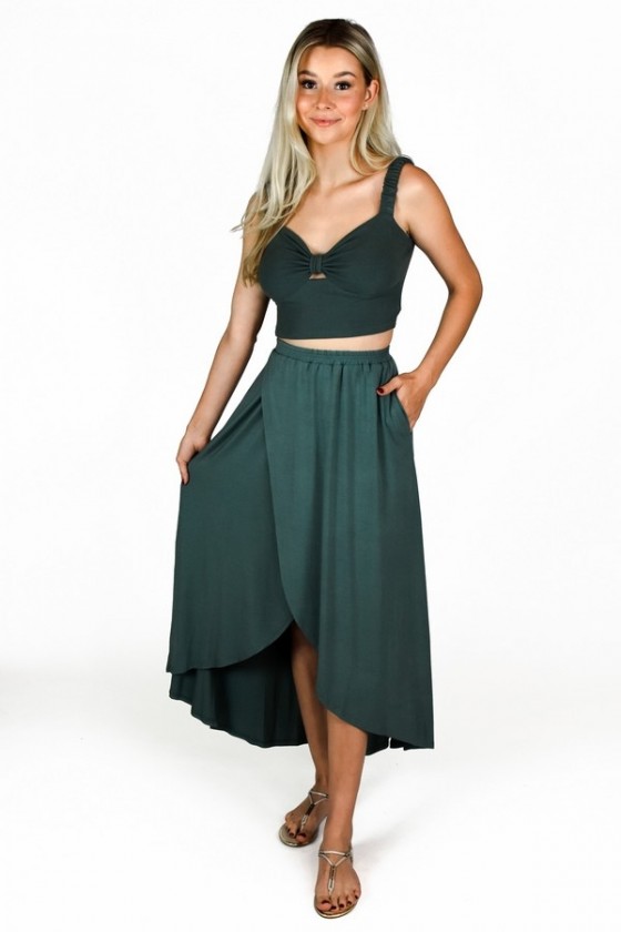 High low best sale skirt dark green