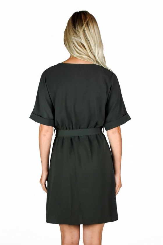 Dark Forest Green Button Front Work Dress | Cute Work Dress for Women |  Lily Boutique