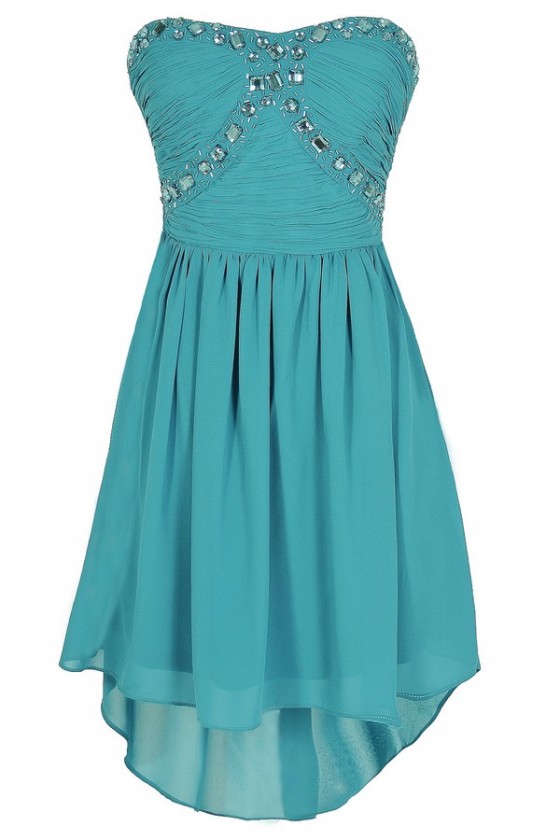 Turquoise Embellished Dress Beaded Turquoise Prom Dress Beaded