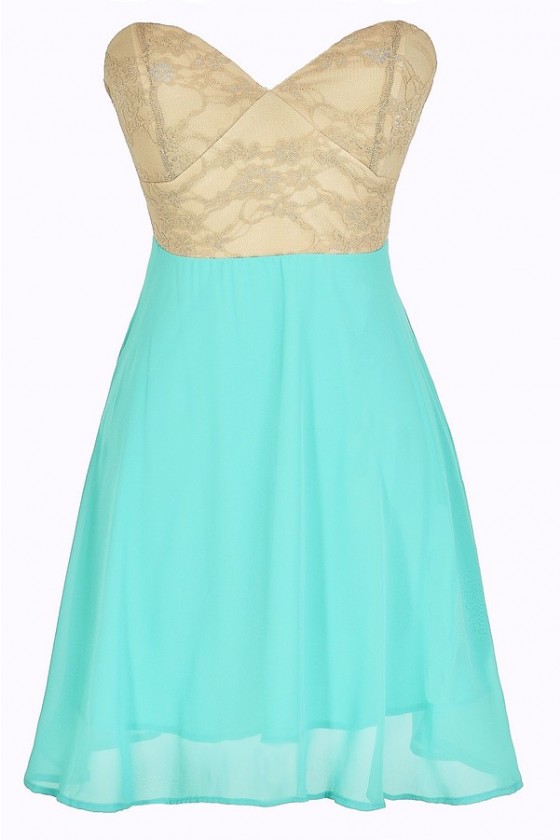 jade strapless lace dress