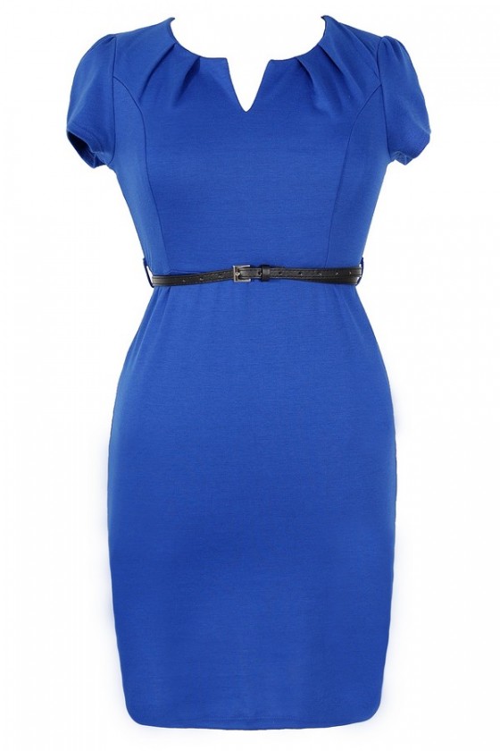 Professional Belted Pencil Dress 