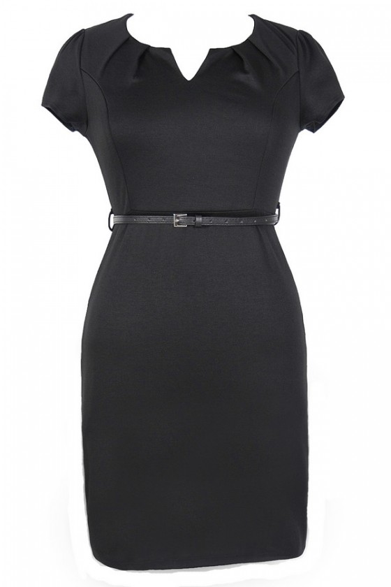 Black belted pencil on sale dress
