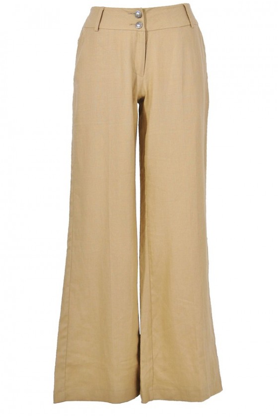 Beige Linen Pants Linen Wide Leg Pants Beige Business Casual