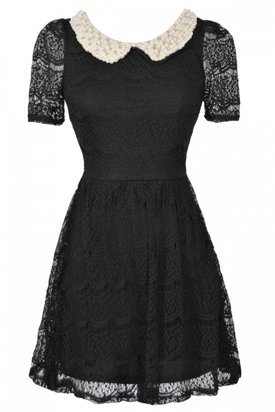 black lace peter pan collar dress