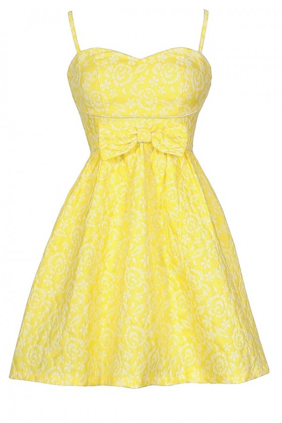 Bright Yellow Bow Dress, Cute Sundress 