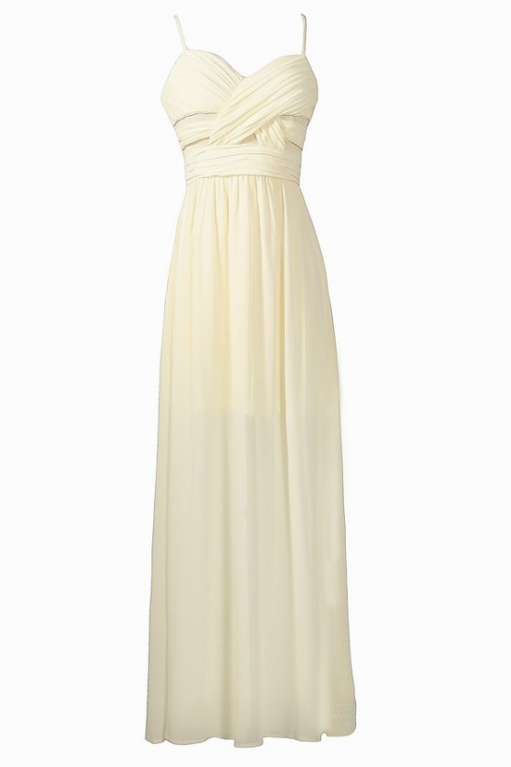 Ivory chiffon maxi dress clearance
