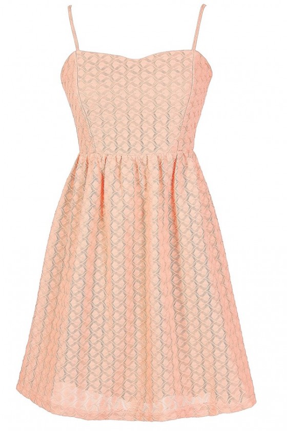 Cute Peach Textured Dress, Cute Summer 