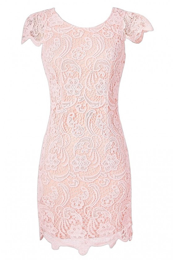 Pale Pink Crochet Lace Capsleeve Pencil Dress Pale Pink Crochet Lace Dress Pale Pink Lace Summer Dress Nila Crochet Lace Capsleeve Pencil Dress in Pale Pink Lily Boutique