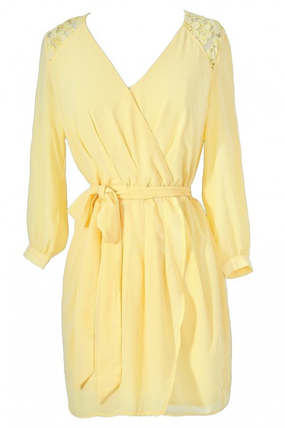 bright yellow wrap dress