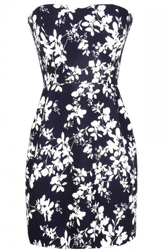 navy blue and white sundress