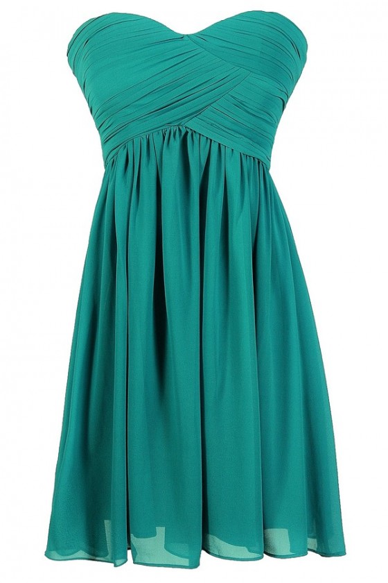 teal chiffon dress