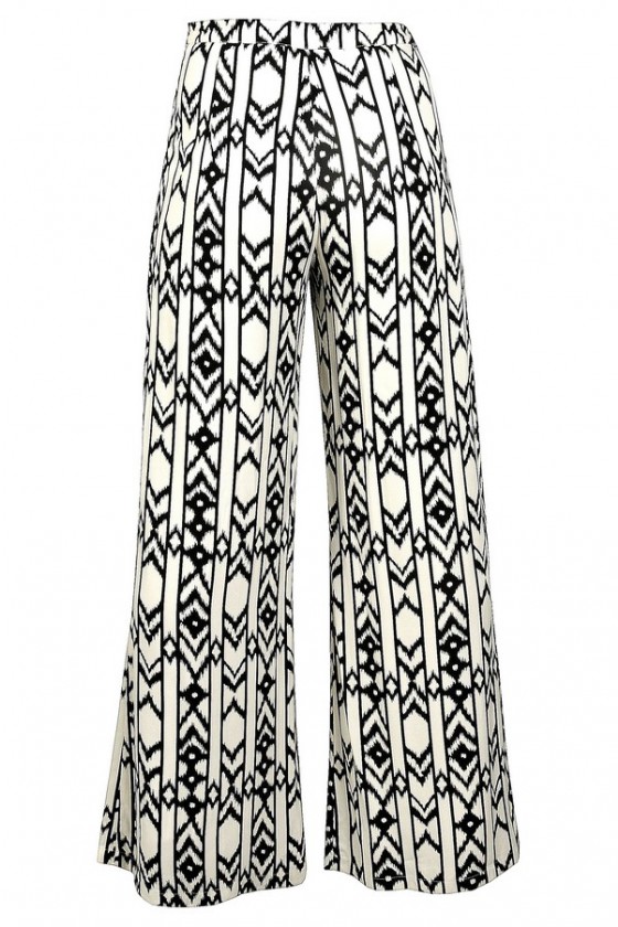 Black and Ivory Print Palazzo Pants, Black and Ivory Printed Wide Leg Pants,  Printed Palazzo Pants, Cute Palazzo Pants, Geometric Palazzo Pants, Black  and Cream Palazzo Pants Lily Boutique