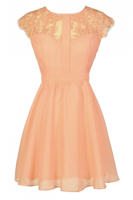 Peach Lace Dress, Peach Summer Dress ...