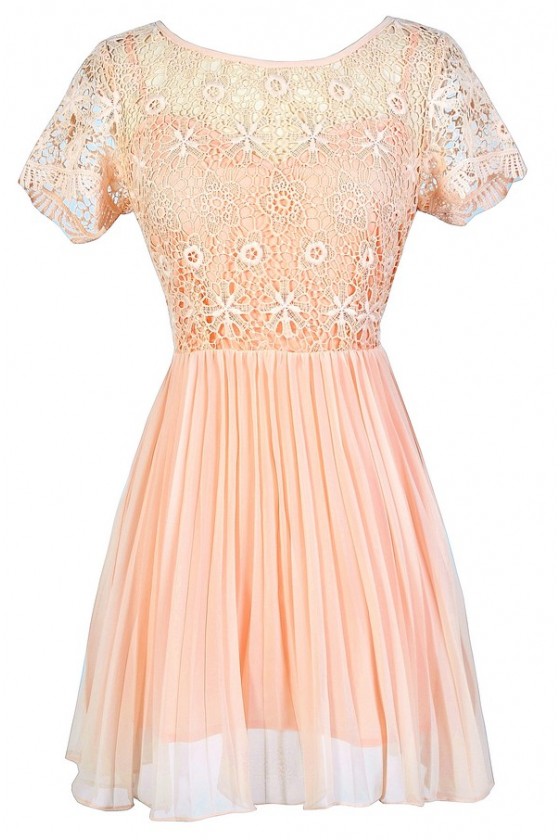 Peach Crochet Lace Dress Peach And Chiffon Lace Dress Cute Peach