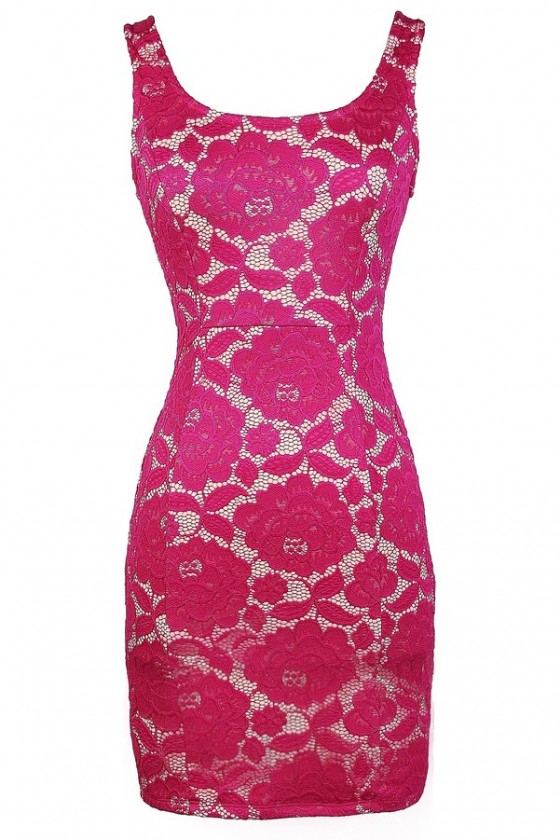 Dark pink lace dress discount