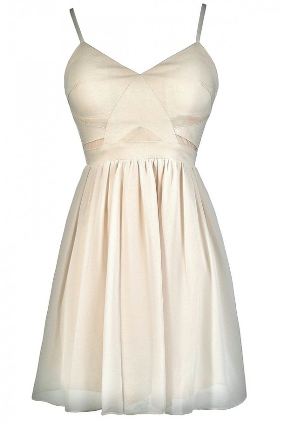 Beige sales white dress
