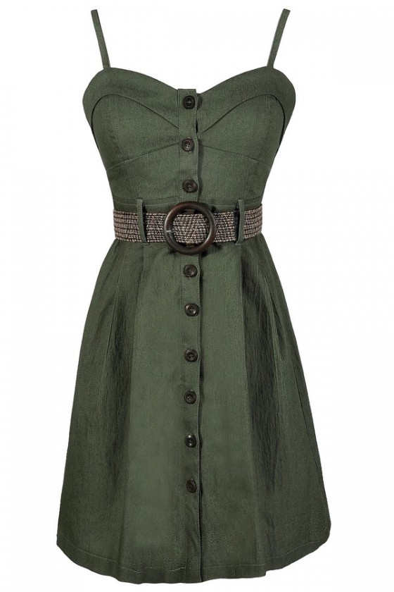 Army green summer dress online