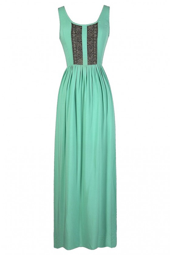 lace maxi dress green