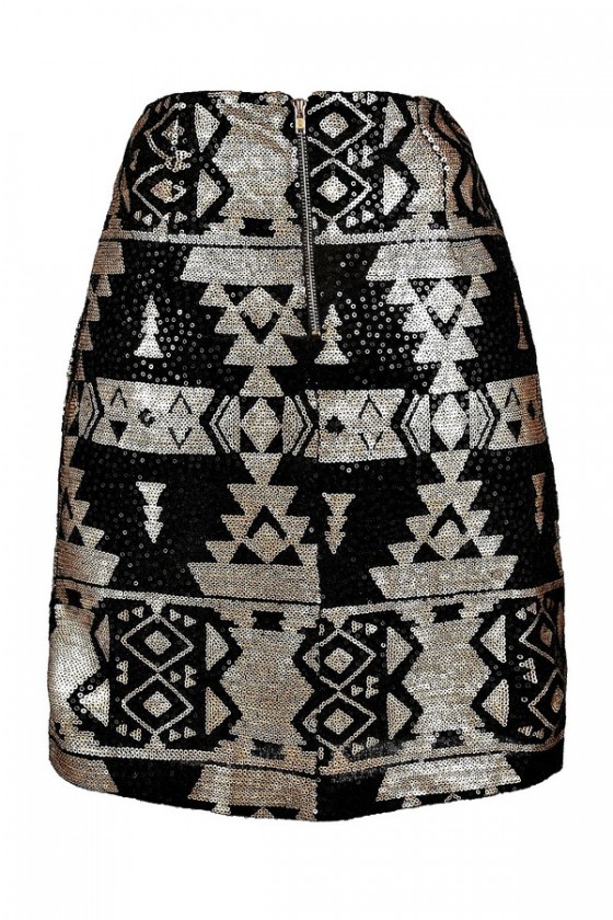 Ancient Egypt Black and Gold Sequin Skirt