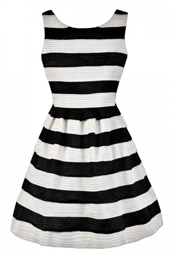 Black and White Stripe Dress Black and Ivory Stripe Dress Black and Ivory Stripe A Line Dress Black and White Stripe A Line Dress Black and White Party Dress Cute Black and White Dress