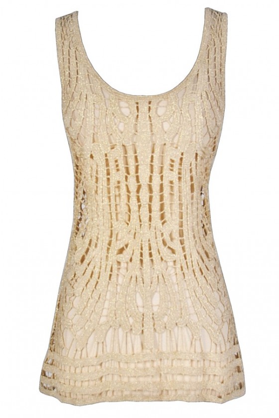 metallic crochet top