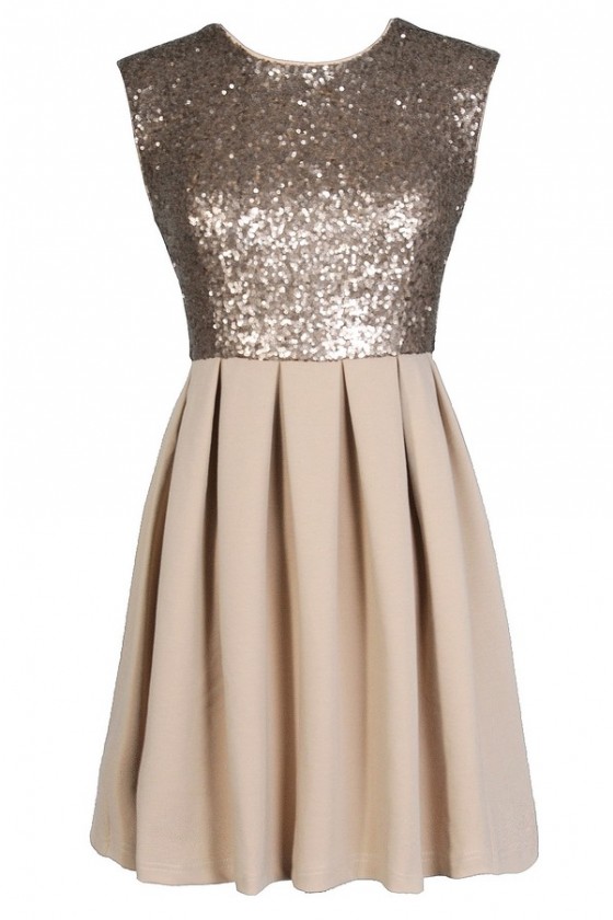 gold sequin a line dress