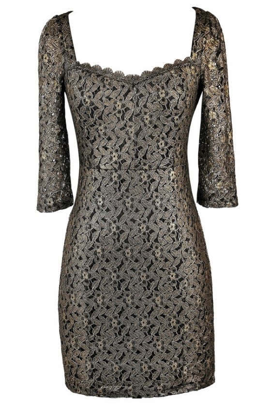 Gilded Baroque Floral Lace Dress