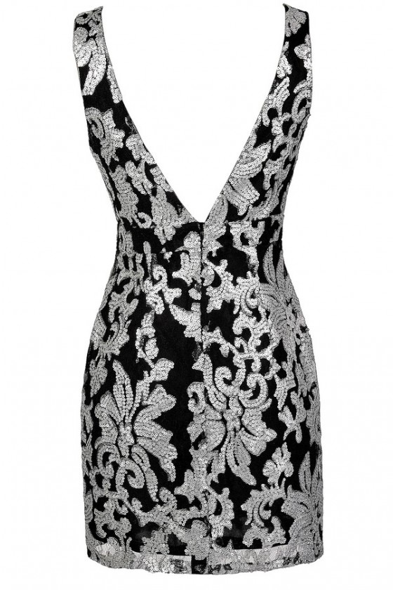 Black white hotsell and silver dress