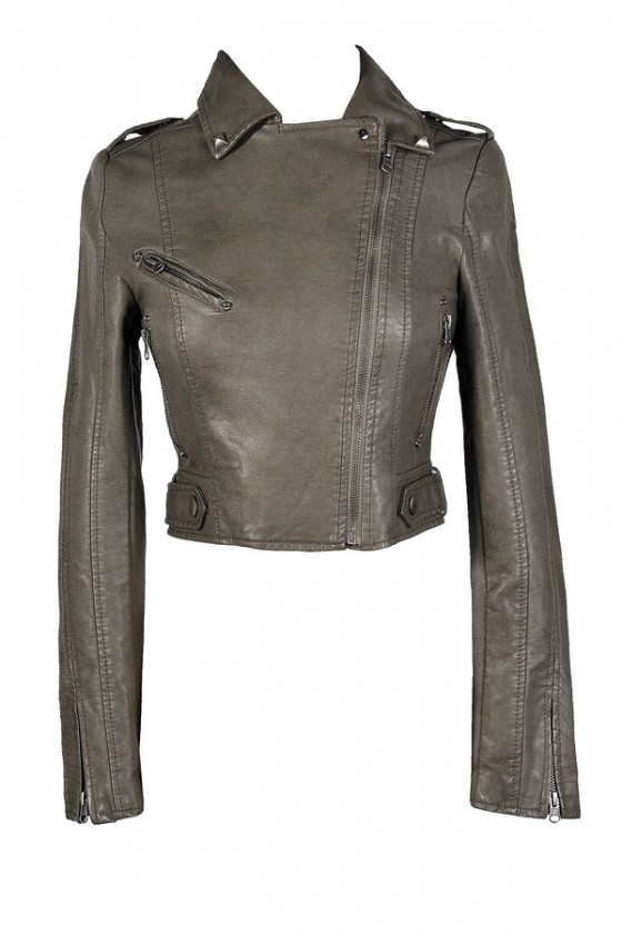 Ladies grey leather top jackets