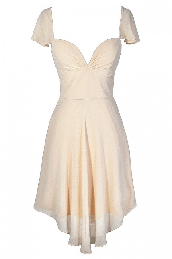 Cream cocktail dress with sleeves shop
