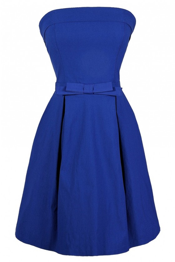 bright blue party dress