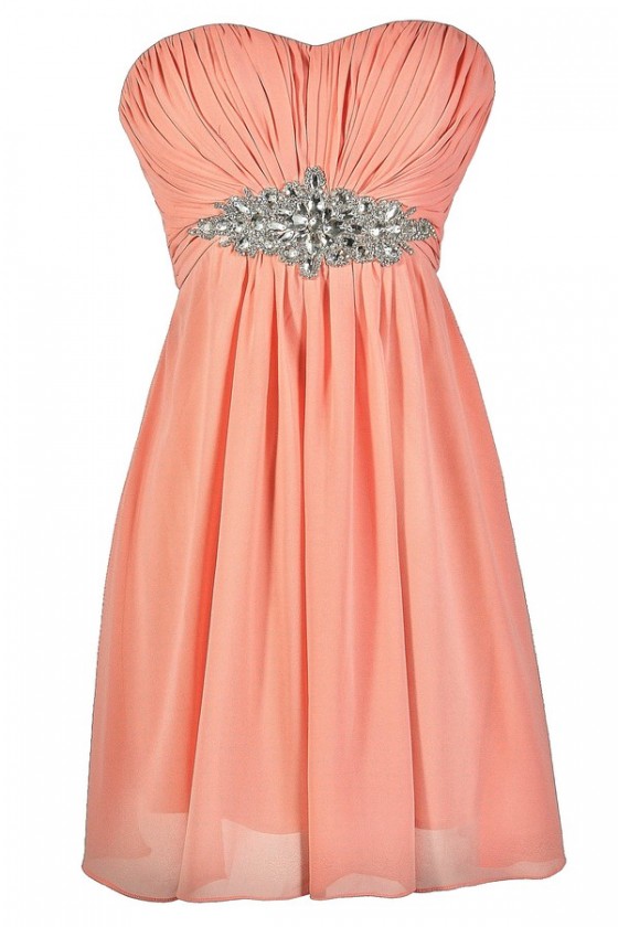 Pink Embellished Prom Dress Pink Prom Dress Pink Strapless Dress Lily Boutique