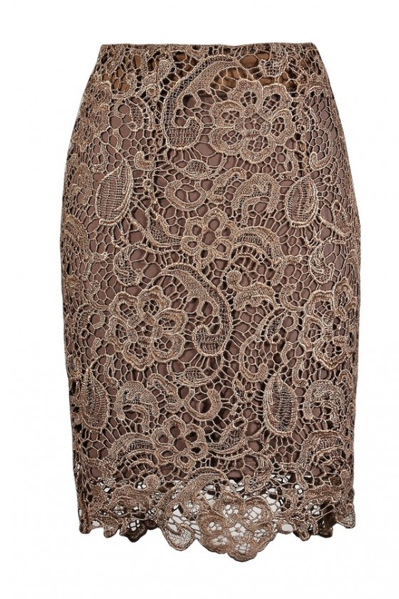 Brown lace 2025 pencil skirt