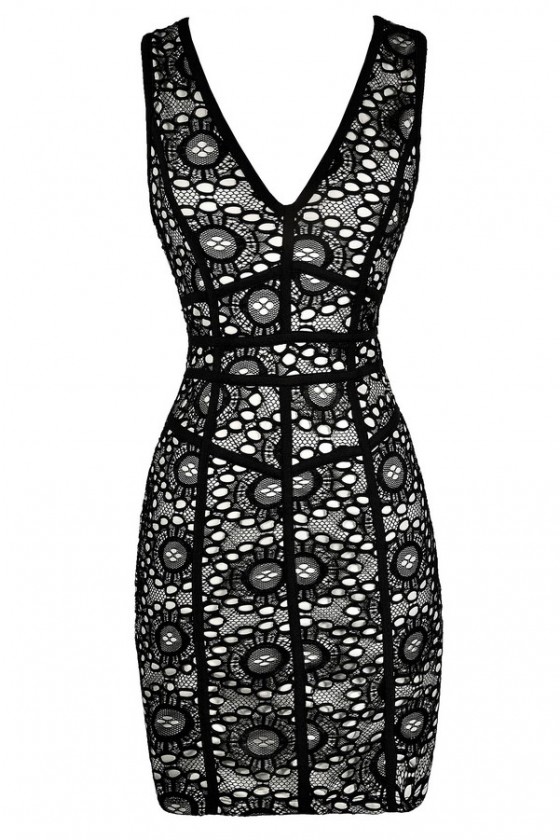 black and white lace dress