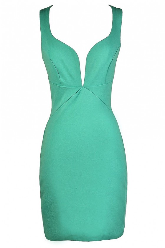 Mint Bodycon Dress Cute Mint Dress Mint Plunging Neckline Dress Mint Party Dress Mint Cocktail Dress Fitted Mint Dress Cute Bodycon Dress Green Bodycon Dress Green Party Dress Lily Boutique
