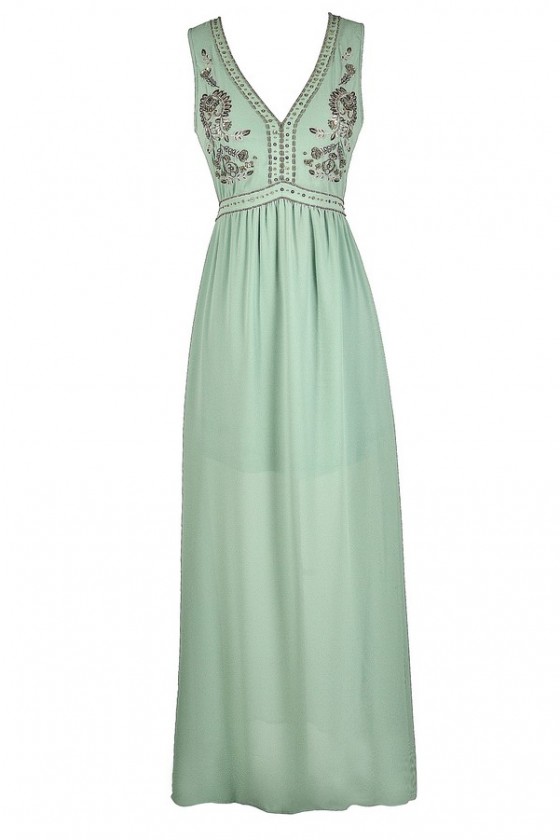 boho green maxi dress