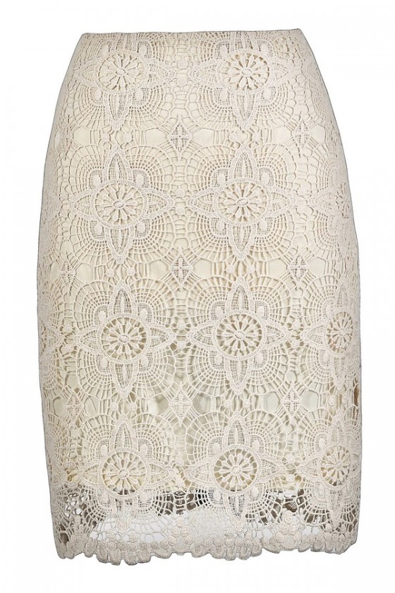 Lace top skirt beige