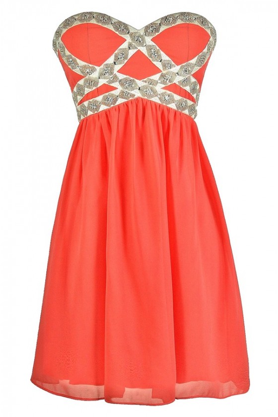 Coral semi formal discount dress
